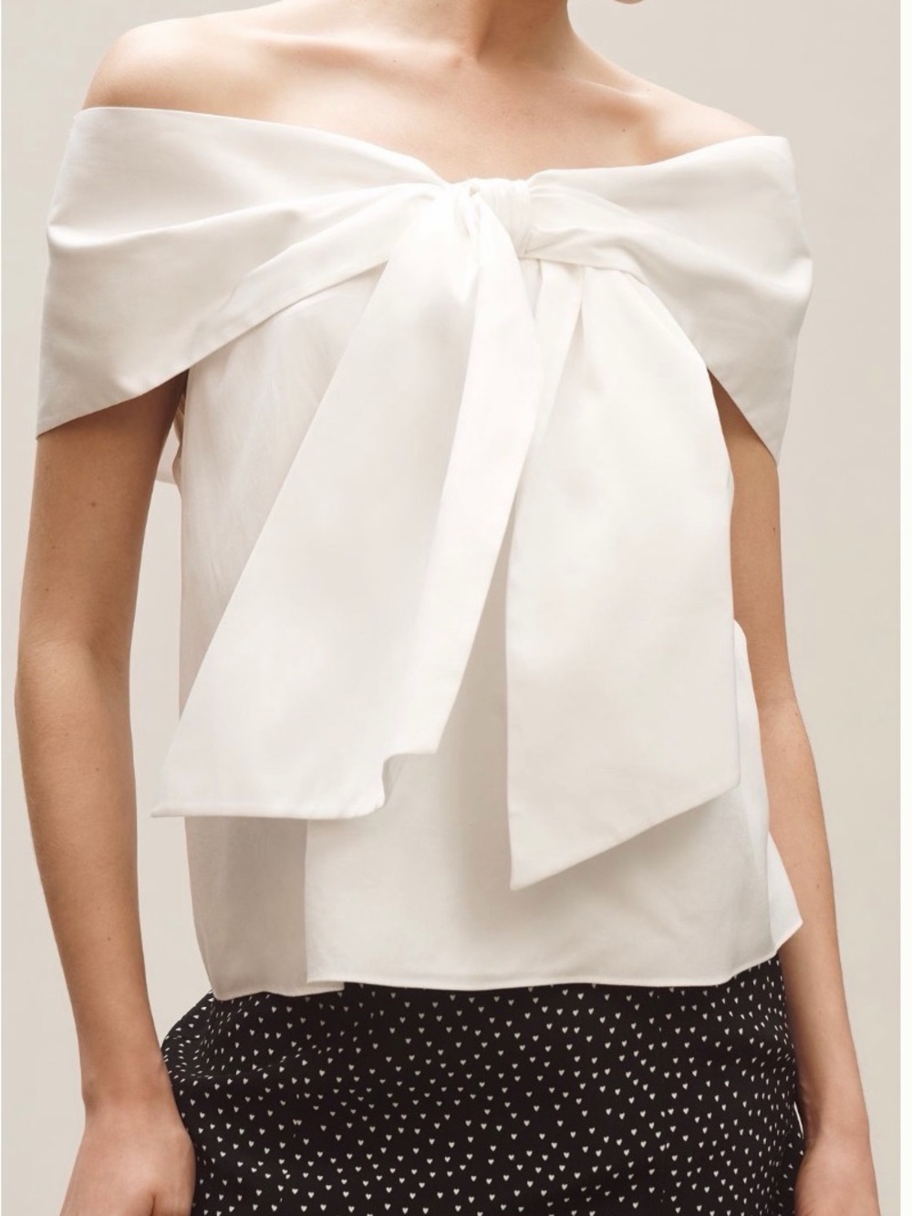 Elegant Off-Shoulder White Bow Blouse